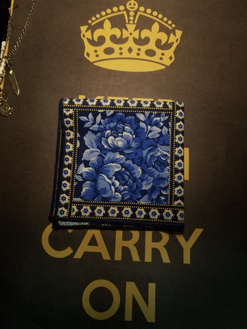 藍色油畫風口袋巾西裝手帕絲巾