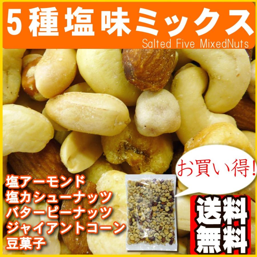 5種塩味ミックスナッツ500g ポイント消化 送料無料