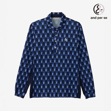 【and per se】男款深藍色吸濕快乾UV防護親膚素材POLO長棉 DGS213Y1