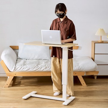 樂嫚妮 氣壓無段升降桌摺疊移動邊桌/床邊桌/寬80cm-(5色)