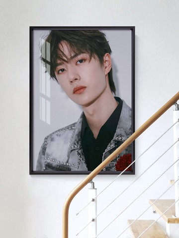 美畫 王一博50x65人物海報框肖戰博客天下定制相框掛墻畫框