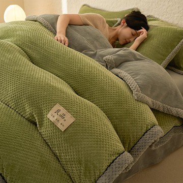 加厚貝貝牛奶絨床上四件套雙面法蘭絨床單被套三件套珊瑚絨冬季