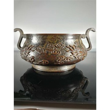 老件紫銅香爐擺件