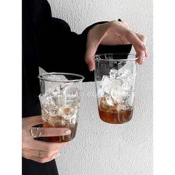 冰美式拿鐵咖啡杯ins風玻璃杯耐高溫簡約水杯牛奶杯飲料杯果汁杯