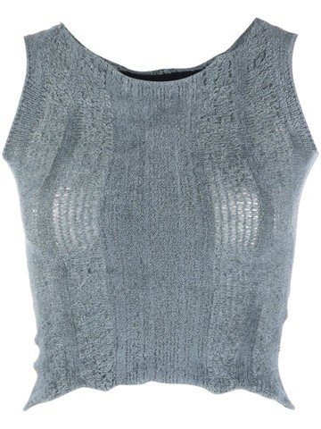 VITELLI - open-knit sleeveless top - women - Metallic Fibre/Polyester/Viscose - 3 - Blue