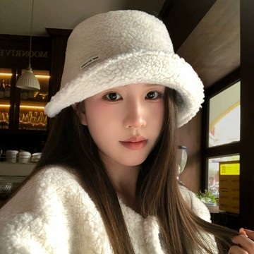 熱賣爆款羊羔絨捲邊漁夫帽女款2026新款秋冬季保暖顯臉小大頭圍水桶盆帽子-L1015 PSDV