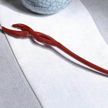 紫檀木鳳翎發簪女盤發木簪子古風發飾漢服簡約古典飾品送女友禮物