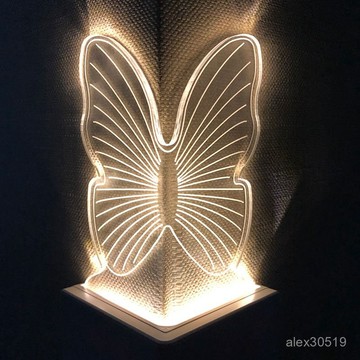 蝴蝶小夜燈充電式感應氛圍臥室床頭燈過道起夜睡眠護眼暖光省電