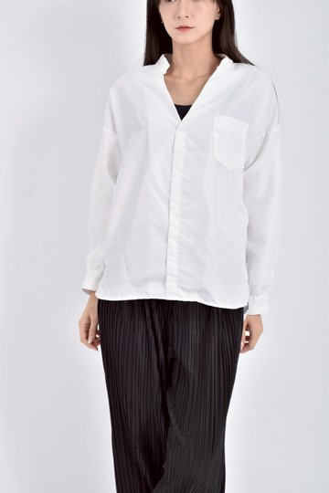 (L) 【Ivy私服】stuoner前短後長白色長袖上衣