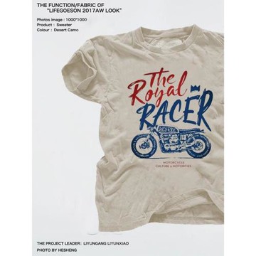 重磅阿美咔嘰美式復古卡通摩托機車印花短袖T恤純棉打底衫硬漢潮