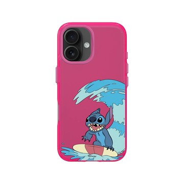 iPhone 16 Clear 粉漾桃 - 迪士尼-史迪奇 Disney Stitch - 經典系列-不游泳但衝浪