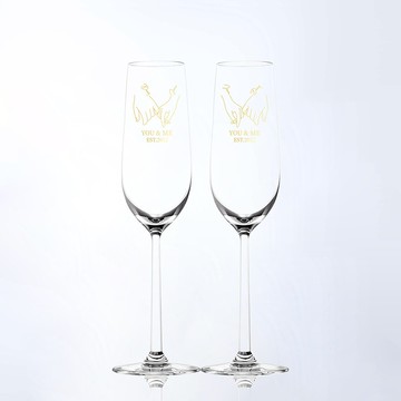 情侶禮物|訂製牽手香檳對杯|雕刻