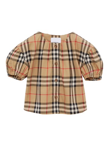 Burberry Kids - Check cotton blouse - kids - Cotton - 24 - Neutrals