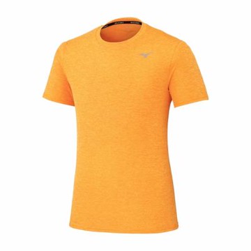 MIZUNO 美津濃 短袖上衣 男 路跑 運動 吸濕排汗 橘黃 J2MAC01951
