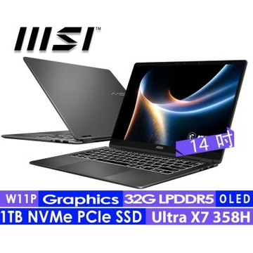 MSI微星 Prestige 14 Flip AI+ D3MTG-033TW 14吋 AI筆電(Ultra X7 358H/32G/1TB SSD/Win11P)