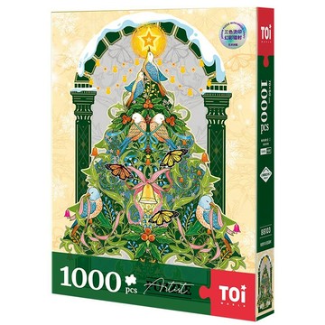 TOi圖益 藝術家合作系列 知更鳥與聖誕樹 幻彩雷射 1000片拼圖 附贈迷你相框 聖誕節收藏交換禮物