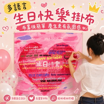 【芽米栗】最快隔日到 多語言生日快樂掛布 生日掛布 慶生掛布 生日佈置 生日布條 生日背景布 慶生佈置 慶生道具 生日布