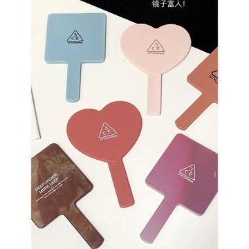 3ce化妝鏡手持鏡子網紅ins風小手拿香風手柄照美容鏡愛心型