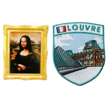 A-ONE 匯旺 法國大門磁鐵 + 法國貼章 Set 聚酯纖維 台灣製  7.5 x 6cm  蒙娜麗莎的微笑 + 羅浮宮
