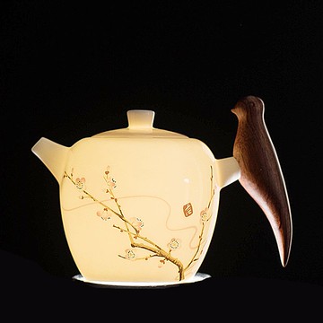 免運/快速出貨 茶壺 國潮風羊脂白玉木柄泡茶壺手工家用單壺功夫茶具小套裝陶瓷帶過濾