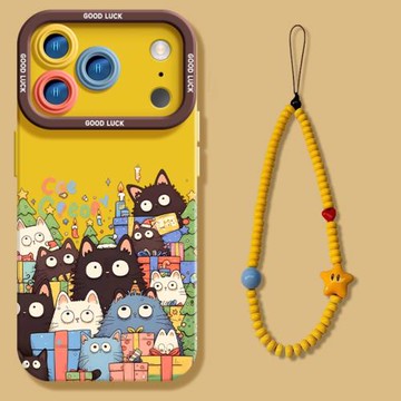 【進口液態硅膠】適用蘋果17promax手機殼新款節日派對貓咪iPhone17Pro高級感鏡頭全包防摔air網紅卡通情侶女