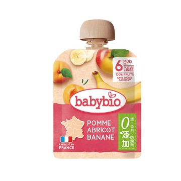 Babybio 【法國】生機香蕉杏桃纖果泥90gX12《 專業嬰幼兒副食品》