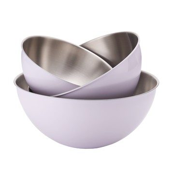 EDELKOCHEN 彩色不鏽鋼攪拌盆3件組 法國薰衣草  S 20 x 8cm + M 24 x 10cm + L 28 x 11.5cm  1組