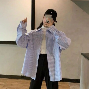 【台灣现貨】襯衫外套 長袖上衣 格子襯衫 女生外套 秋冬上衣 韓系格子衫 POLO衫 長袖襯衫 潮牌襯衫 學生T恤女