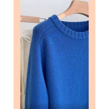 慵懶高級感超好看奶fufu克萊因藍軟糯毛衣獨特別致漂亮內搭上衣女