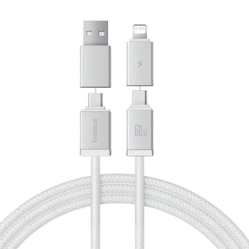 Baseus 多元系列 二拖二 快速充電線 USB to Type-C to Lightning 四合一 快速/磁吸收納充電線 1M