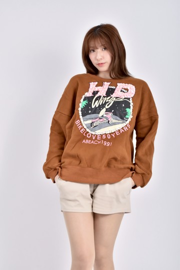 (2XL) mini black內刷毛亮片裝飾棕色長袖上衣