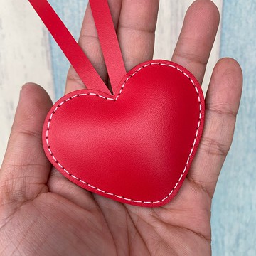 療癒小物 紅色 可愛 愛心 純手工縫製 皮革 吊飾 小尺寸