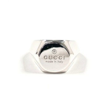 【日本直寄 中古美品】18 號  グッチ GUCCI 戒指 六角形 印記戒指 銀 925 飾品 已重新打磨 男士