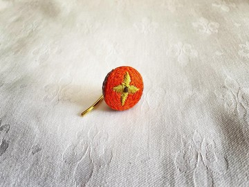 柿子刺繡髮圈掛飾