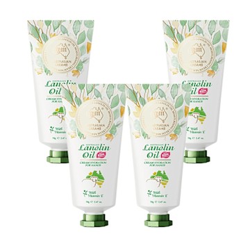 澳洲 G&M 花漾水潤綿羊油護手霜含維他命E(70g/支 4入組)