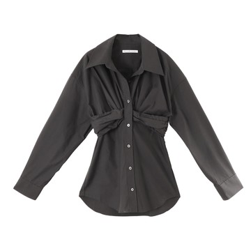 alexanderwang 密織棉質褶飾抹胸襯衫