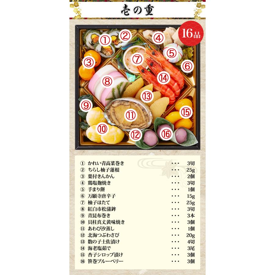 冷蔵おせち 2024 51品目 3〜4人前 京都岡崎 京料理「味ま野」監修おせち 花柳 和風おせち 御節 6.5寸 三段 予約