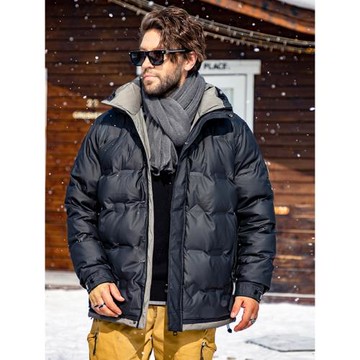 胖胖火星大碼男裝壓皺連帽羽絨服男胖子冬季寬松保暖90白鴨絨外套