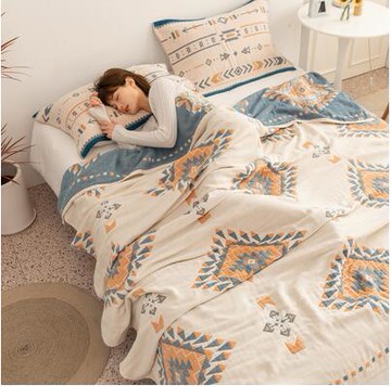 四層紗布蓋毯毛巾被夏季純棉薄款夏涼被辦公室午睡毯子【摩可美家】