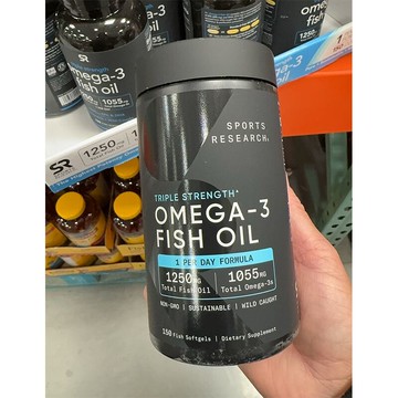 美國代購！原裝正品Sports Research三倍強度Omega-3野生濃縮魚油 DHA150粒