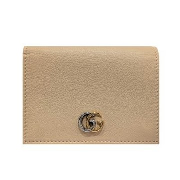 【GUCCI 古馳】790055 雙色GG LOGO素面暗釦萬用信用卡夾/短夾(奶膚色)