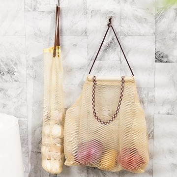 可掛式洋蔥大蒜儲物袋家用多功能水果壁掛袋廚房蔬菜收納袋網袋/單入  可掛式果蔬收納網袋 88342