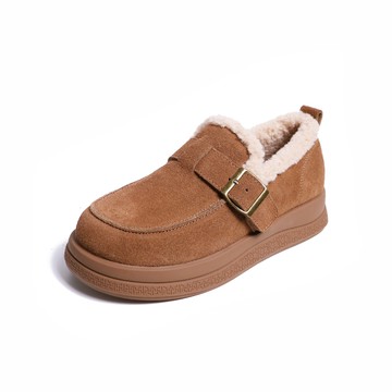 KOKKO保暖毛毛厚底勃肯懶人鞋棕色