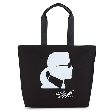 KARL LAGERFELD 老佛爺 帆布托特包 肩背包 購物包 手提包 K56033 卡爾黑色(現貨)▶指定Outlet商品5折起☆現貨【送禮首選★APP下單點數4倍送】