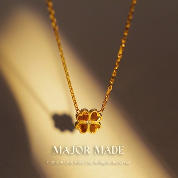 小愛心幸運草母貝鑽項鍊