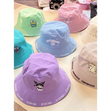 三麗鷗庫洛米丑魚兒童成人防曬漁夫帽upf50+遮陽百搭兒童可愛帽子