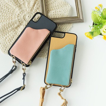 iPhone限定後殼附袋[收縮皮革雙色多彩]日本製姬路皮革真皮JS06K