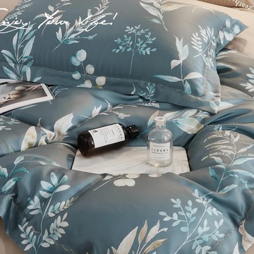 夢之語 60支天絲床包兩用被4件組  被套 + 床墊套 + 枕套組  雙人(美式信封薄枕套75 x 45cm x 2 + 薄床包188 x 152cm + 鋪棉兩用被套212 x 182cm)  清碧蕩漾色