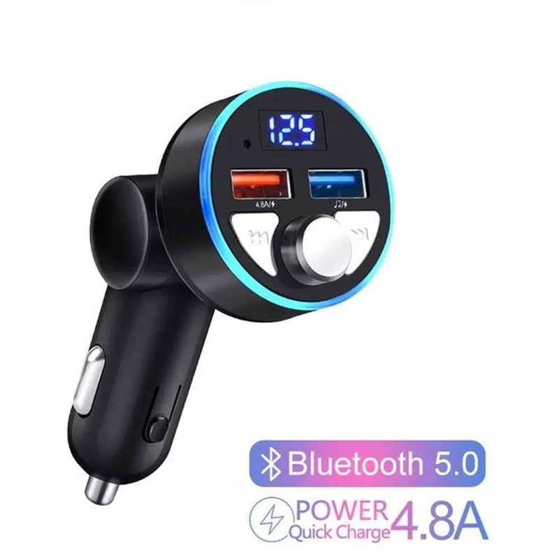 Bluetooth 5 0 4 8a車 Fmトランスミッター 急速充電 ハンズフリー 自動mp3プレーヤー デュアルusb Led 電圧計 通販 Lineポイント最大get Lineショッピング