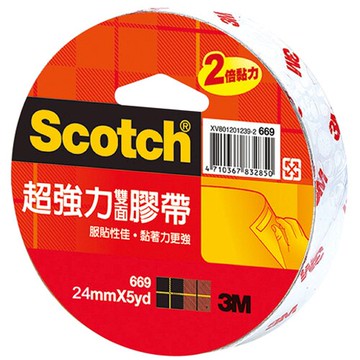 3M Scotch 超強力雙面膠帶 24mmX5yd 單入
